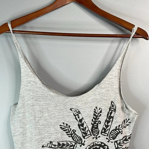 ROXY Graphic Print Tank Top Grey Dreamcatcher Raw Trim Boho Beach S - Picture 5 of 10